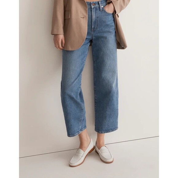 Madewell Denim - Madewell Perfect Vintage Wide-Leg Crop Jeans Womens 30 Blue Medium Wash